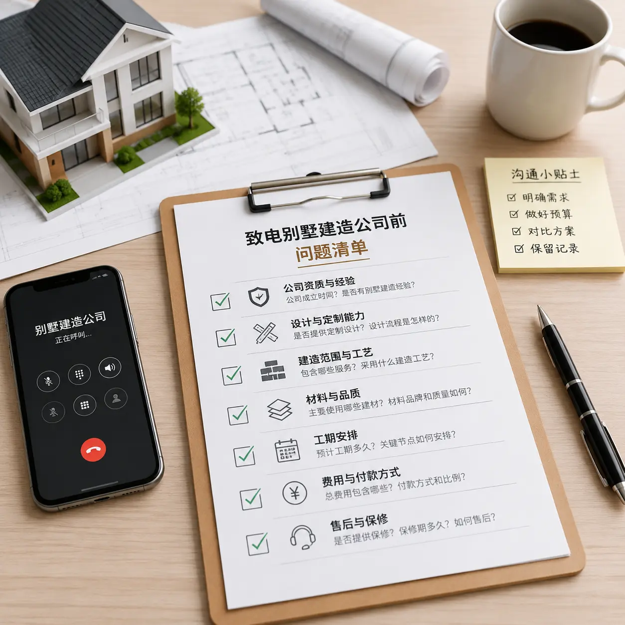 在织金拨打别墅建造公司电话前的准备工作